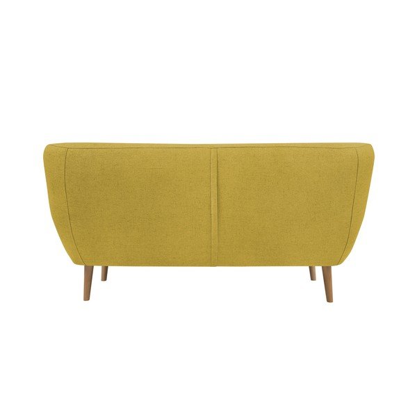 Canapea cu 2 locuri și picioare de culoare deschisă Mazzini Sofas Sicile, galben-image-1