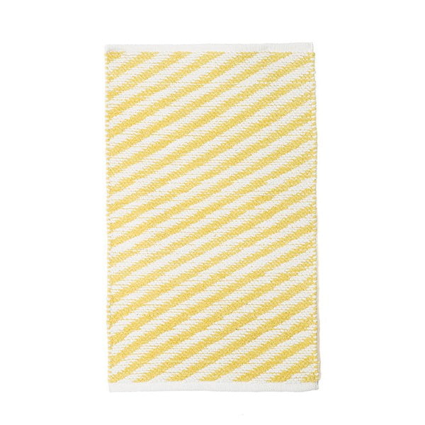 Covor din bumbac țesut manual Pipsa Diagonal, 60 x 90 cm, galben