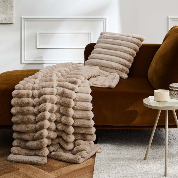 Pătură maro deschis din micropluș/cocolino 180x220 cm Boudoir – douceur d'intérieur-image-2