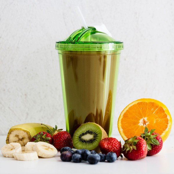 Cană cu pai pentru smoothie Sagaform, verde-image-1