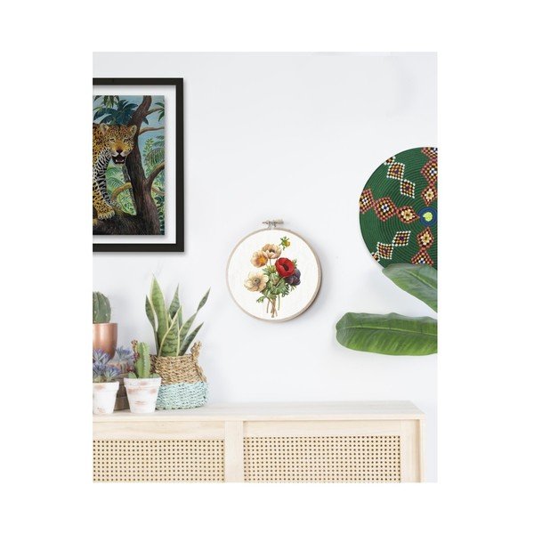 Decorațiune de perete Surdic Stitch Hoop Flowers, ⌀ 27 cm-image-1