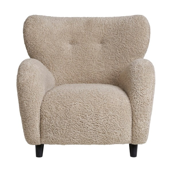 Fotoliu bej cu tapițerie din țesătură bouclé Carlino – House Nordic-image-1