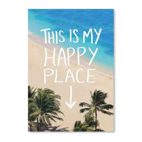Poster Americanflat Happy Place Hawaii, 42 x 30 cm