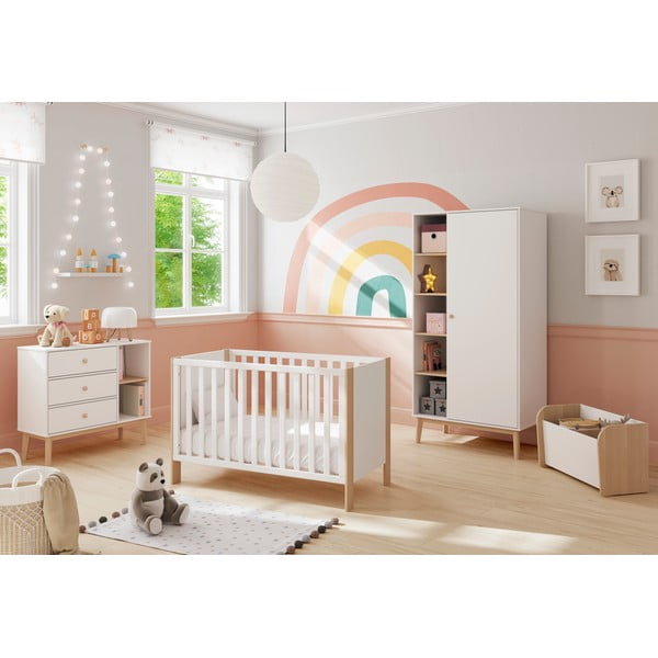 Pătuț alb/în culoare naturală 60x120 cm Esteban – Marckeric-image-1