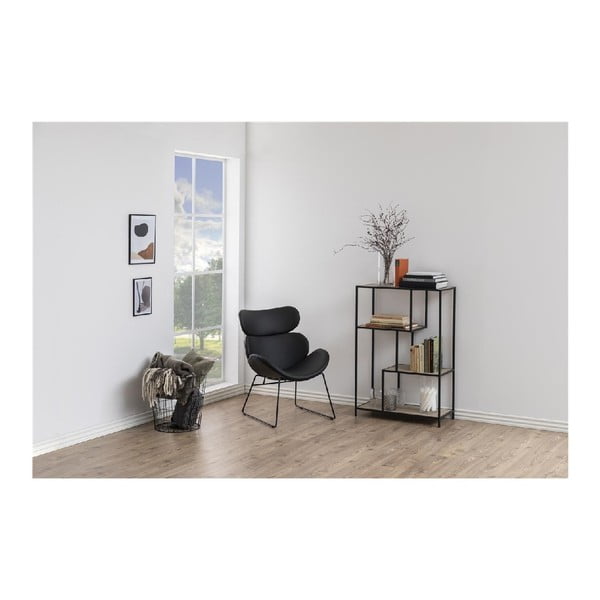 Bibliotecă neagră/cu aspect de lemn de stejar 77x114 cm Seaford – Actona-image-1