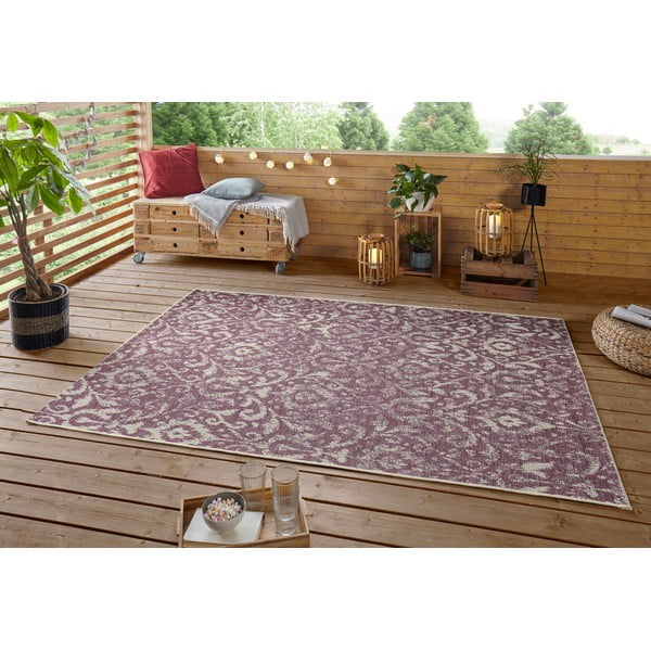 Covor de exterior NORTHRUGS Hatta, 140 x 200 cm, violet - bej-image-1