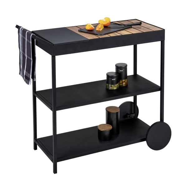 Măsuță de servire cu roți cu blat din lemn de acacia 40x80 cm Miro – Wenko-image-2