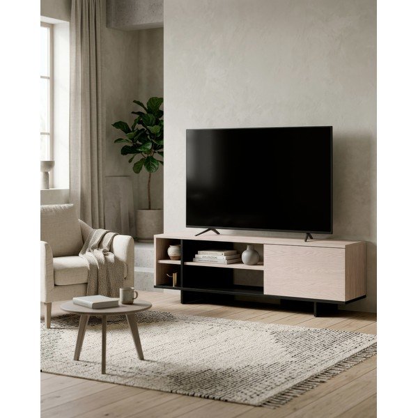 Comodă TV neagră 160x44x36 cm Cequoia – Marckeric-image-1