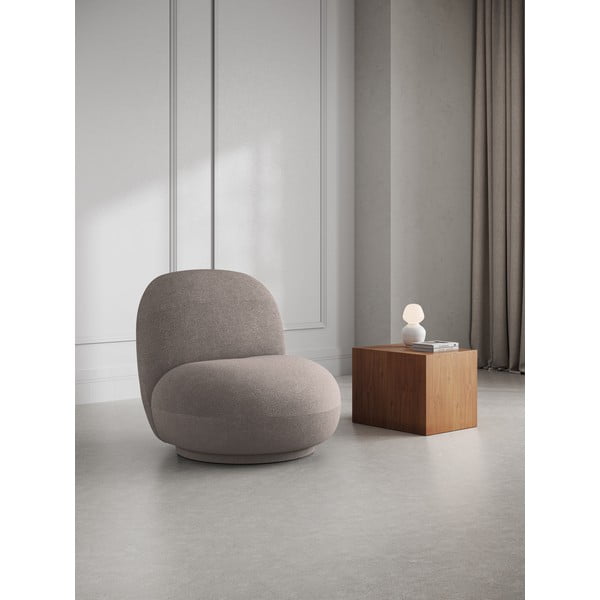 Fotoliu bej cu tapițerie din stofă bouclé Chuck – Micadoni Home-image-1