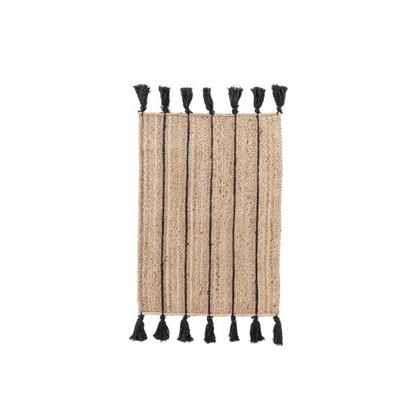 Covor negru/în culoare naturală țesut manual din iută 60x90 cm Jalaja – Bizzotto