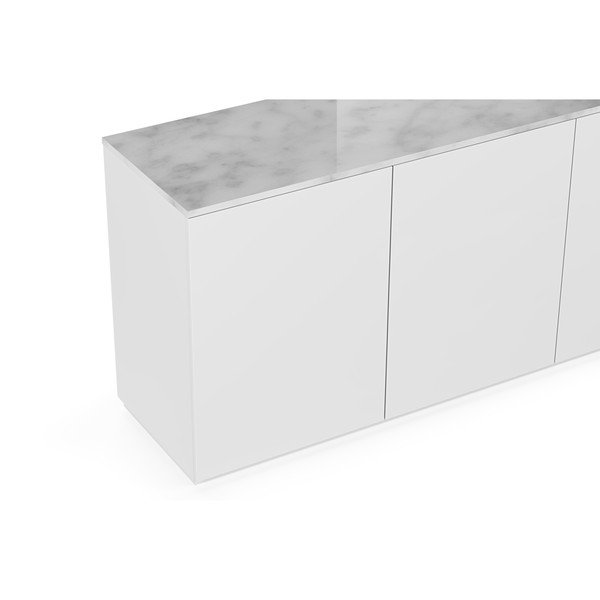 Comodă albă cu blat cu aspect de marmură gri TemaHome Join, 180 x 84 cm-image-3