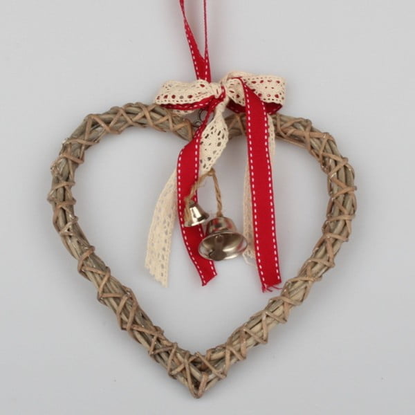 Decorațiune suspendată din ratan, în formă de inimă Dakls Bell, înălțime 20 cm