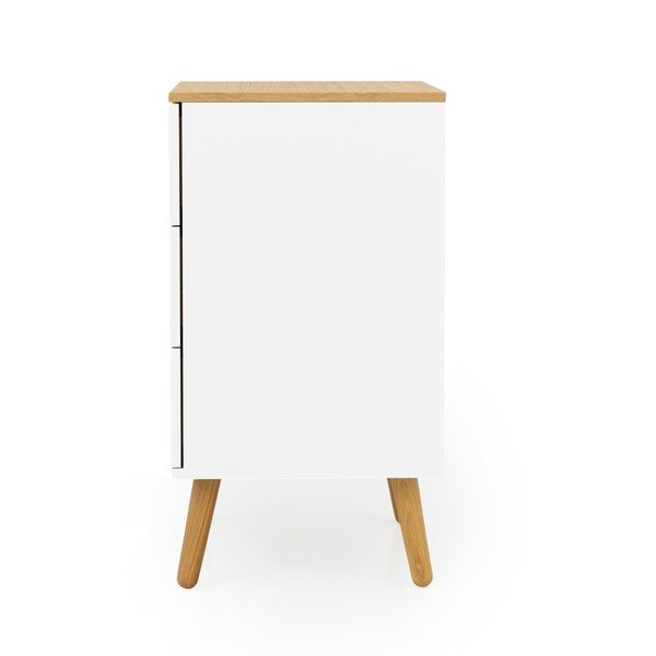 Dulap cu detalii în decor de stejar și 3 sertare Tenzo Dot, lățime 40 cm, alb-image-3