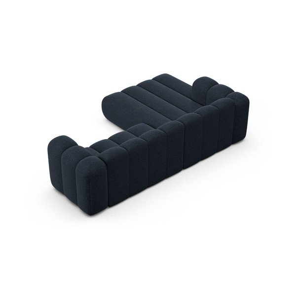 Colțar albastru închis cu tapițerie din chenille (cu colț pe partea stângă/cu șezlong) Lupine – Micadoni -image-3