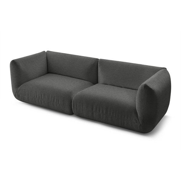 Canapea gri cu tapițerie din catifea reiată  260 cm Lecomte – Bobochic Paris-image-3