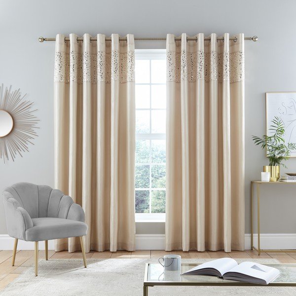 Draperii bej 2 buc. 168x229 cm Glitzy Sequin – Catherine Lansfield-image-1