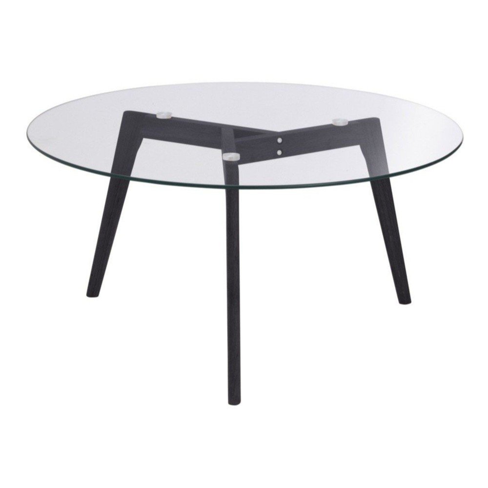 Măsuță de cafea neagră rotundă din lemn de stejar ø 90 cm Malevik – Jotex