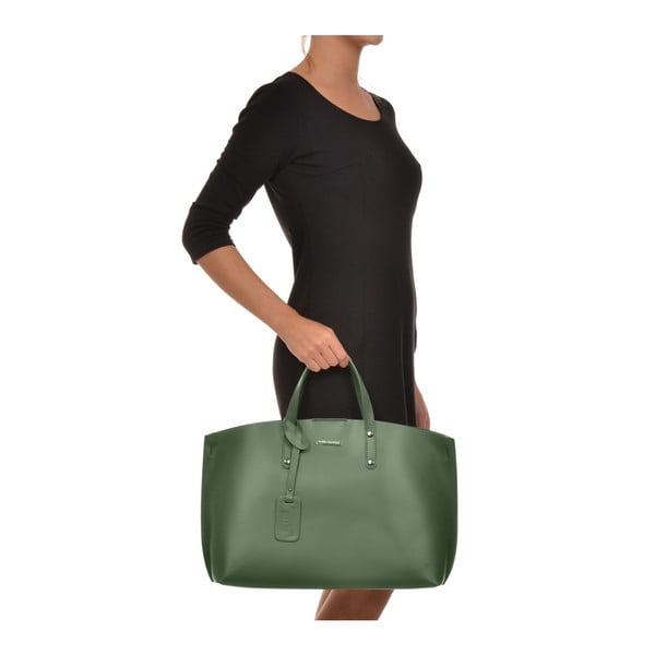 Geantă din piele Luisa Vannini Veronica, verde-image-4