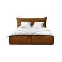 Pat matrimonial galben ocru tapițat cu spațiu de depozitare și somieră 180x200 cm Jade – Bobochic Paris