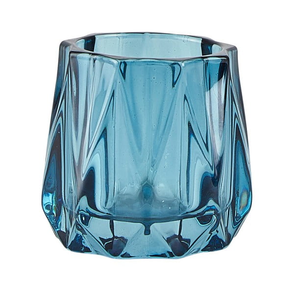Suport din sticlă pentru lumânare pastilă KJ Collection Diam, ⌀ 6,5 cm, albastru