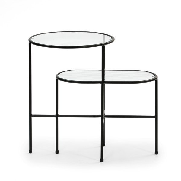 Măsuță auxiliară cu blat din sticlă Teulat Nix, negru-image-2