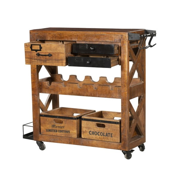 Dulap vinotecă în culoare naturală din lemn de mango număr de sticle 5, 100x92x30 cm Ravi – Interia Home & Living-image-2