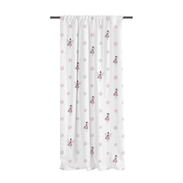 Draperie pentru copii albă-roz din bumbac satinat 110x250 cm Pink Girl – Butter Kings