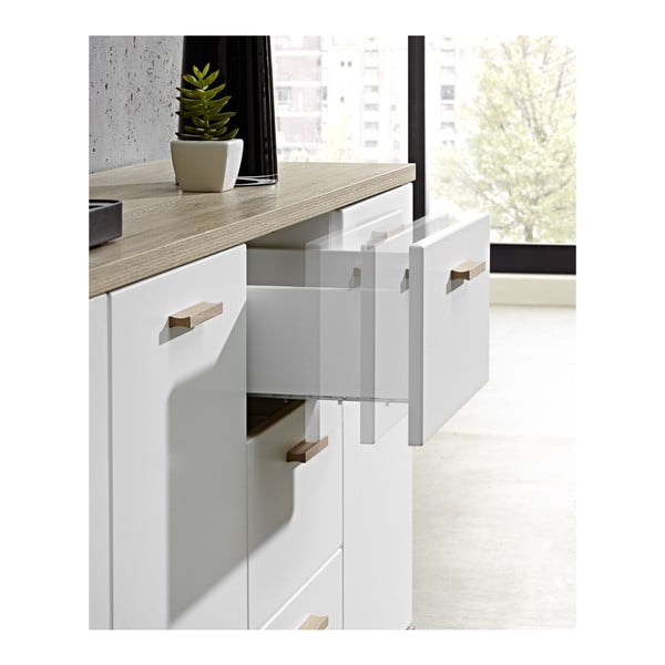 Comodă cu 3 uși și sertare Germania Oslo, alb-image-2