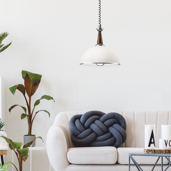 Lustră argintie/maro închis cu abajur din sticlă ø 30 cm Ciara – LAMKUR-image-1