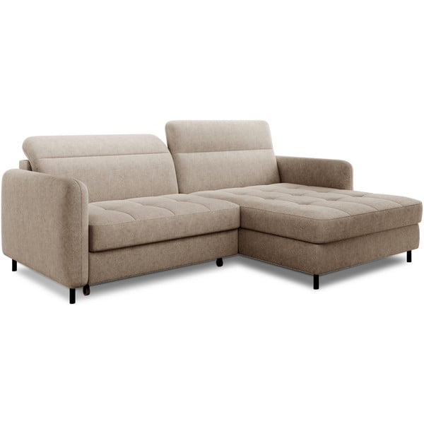 Colțar bej extensibil/cu spațiu de depozitare cu tapițerie din chenille (cu colț pe partea dreaptă/cu șezlong) Gomsi – ELTAP-image-2