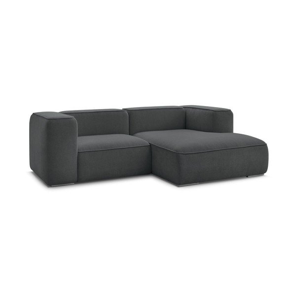 Colțar gri închis cu tapițerie din țesătură bouclé (cu colț pe partea dreaptă) Zephyr – Bobochic Paris-image-3