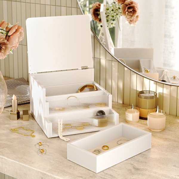 Organizator de baie alb mat din lemn Malibu – Umbra-image-3