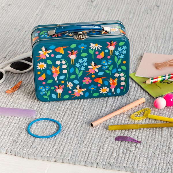 Valiză pentru copii albastru-închis din metal 19x8x17 cm Fairies in the Garden – Rex London-image-1