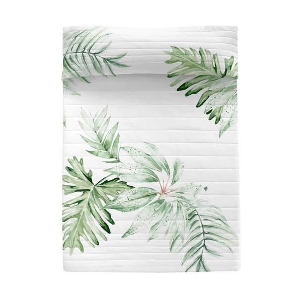 Cuvertură alb-verde matlasată din bumbac 180x260 cm Delicate – Happy Friday