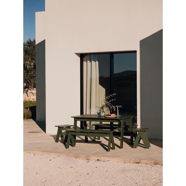 Bancă de grădină verde din lemn masiv Navo – noo.ma-image-2