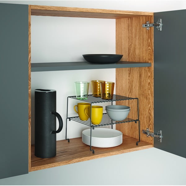 Set 2 rafturi suplimentare pentru bucătărie Metaltex Brooklyn Lava, negru-image-1