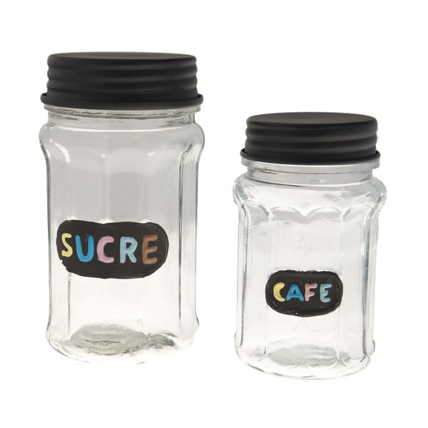 Set 2 recipiente din sticlă Antic Line Sucre & Cafe
