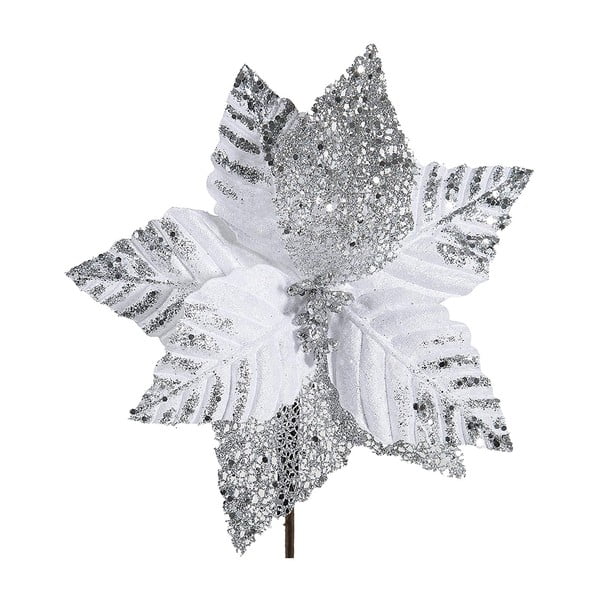 Decorațiune din plastic în formă de floare pentru Crăciun DecoKing Astra, alb - argintiu