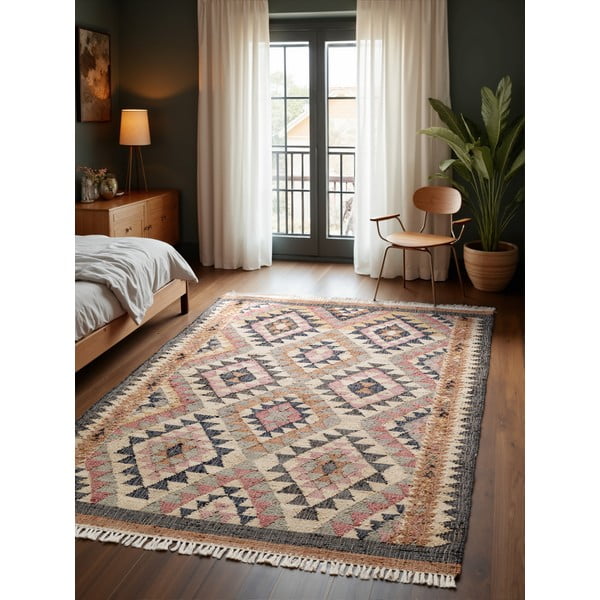 Covor gri țesut manual din iută 120x170 cm Roya Parsa – Elle Decoration-image-1