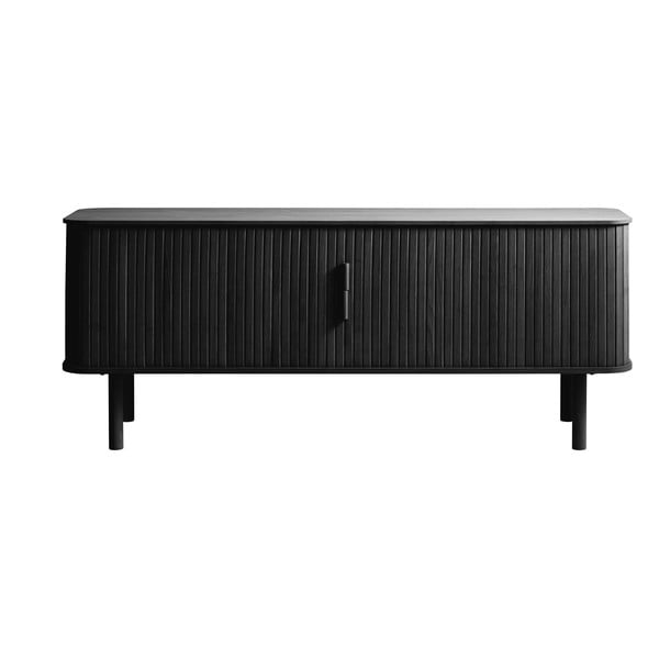 Masă TV neagră cu aspect de lemn de stejar 160x56 cm Cavo – Unique Furniture