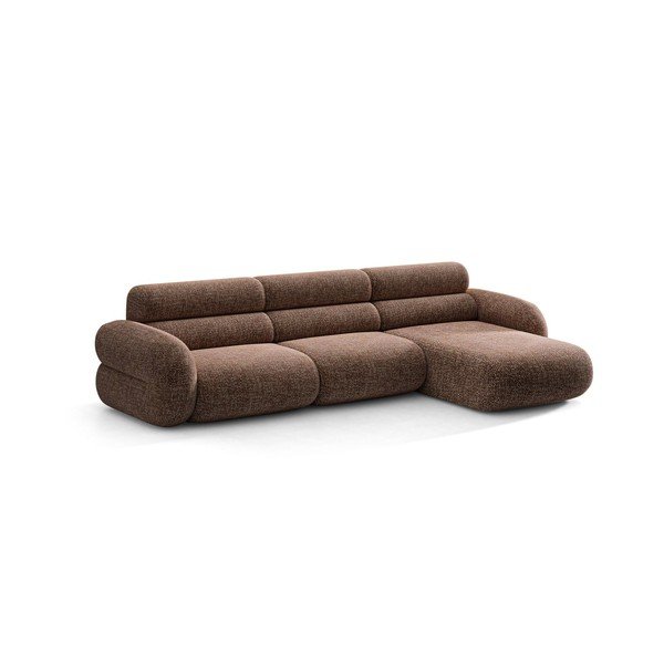 Colțar maro cu tapițerie din chenille (cu colț pe partea dreaptă/cu șezlong) Neo – Micadoni 