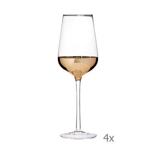 Set 4 pahare pentru vin cu detalii aurii Premier Housewares Horizon