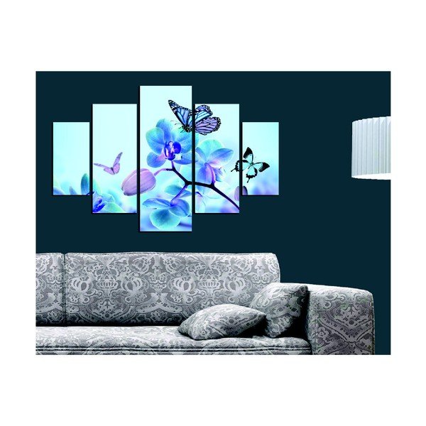Tablou din mai multe piese Sakura And Butterfly, 92 x 56 cm-image-1