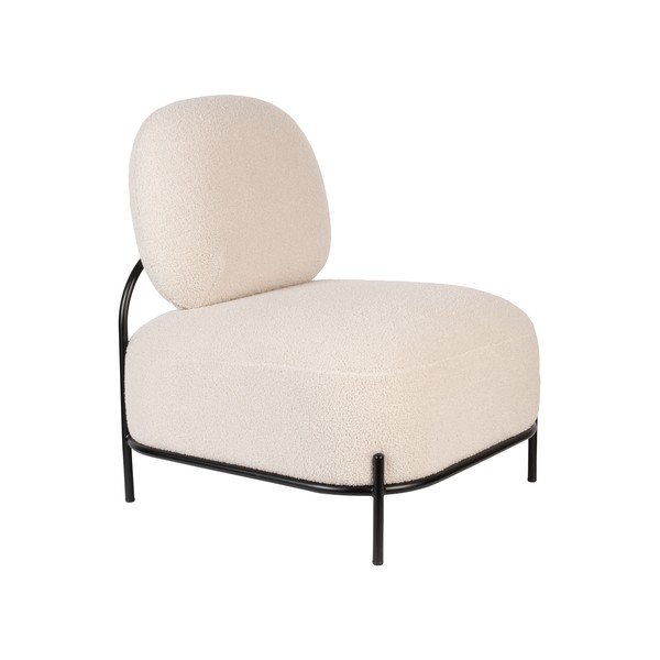 Fotoliu crem cu tapițerie din țesătură bouclé Polly – White Label