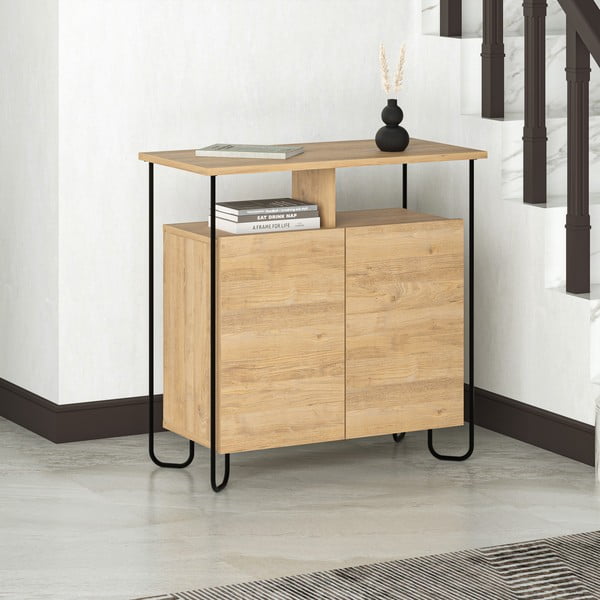 Dulap în culoare naturală cu aspect de lemn de stejar 80x80 cm Dilly – Marckeric-image-1