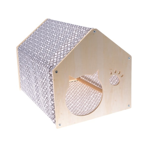 Căsuță pentru animale gri/în culoare naturală pentru pisici din bumbac 38x51.5 cm – Dakls