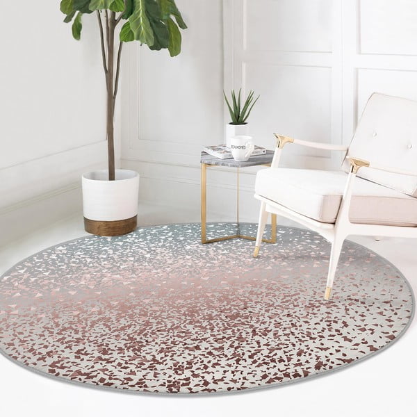 Covor rotund  gri-arămiu lavabil adecvat și  pentru aspiratoare robot   ø 120 cm Comfort – Mila Home-image-4