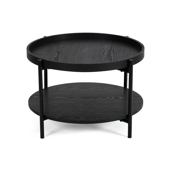 Măsuță de cafea neagră rotundă cu aspect de lemn de stejar ø 64 cm Hagen – Bonami Essentials-image-2