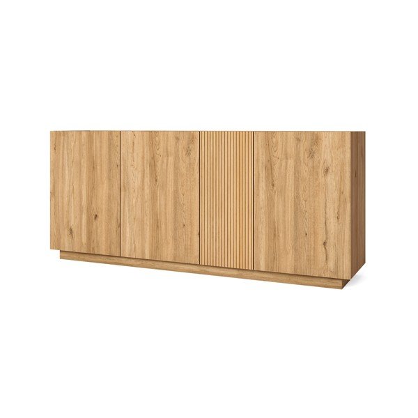 Comodă joasă cu aspect de lemn de stejar 181x78 cm Rayana – Marckeric-image-3
