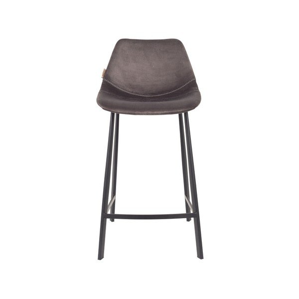 Set 2 scaune bar cu tapițerie catifelată Dutchbone, înălțime 91 cm, gri-image-2